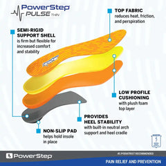 Powerstep Pulse Thin Insoles - ORANGE