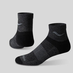 Saucony Inferno Merino Wool Blend Quarter 3 Pack Socks - GREY MARL