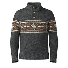 Smartwool Heavy Henley Sweater - CHARCOAL - PECAN BROWN
