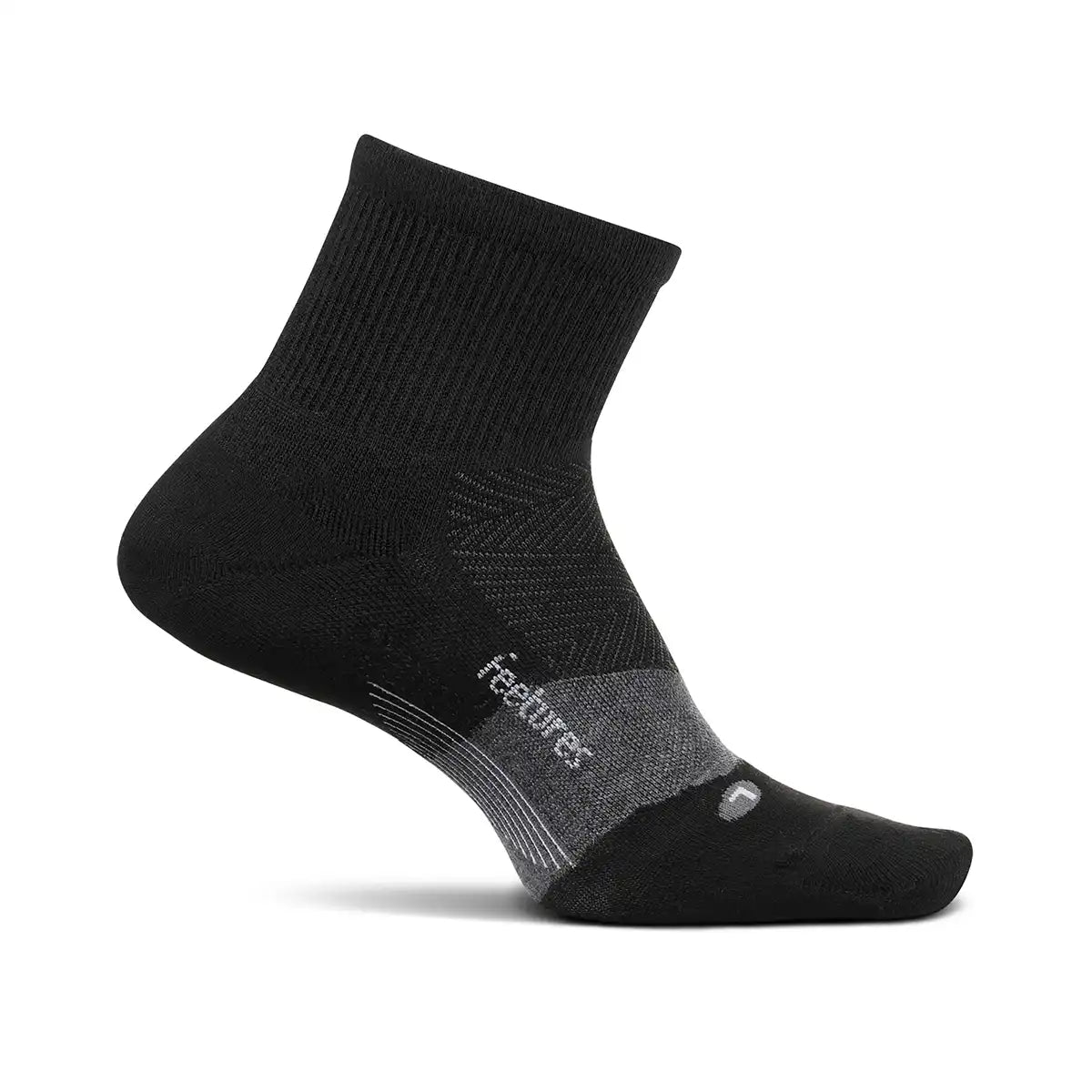 Feetures Merino 10 Cushion Quarter Sock - CHARCOAL / BLACK
