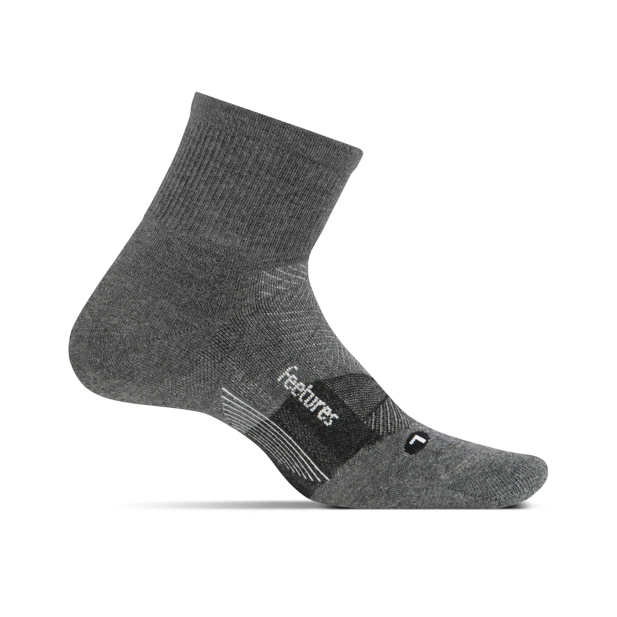Feetures Merino 10 Ultra Light Quarter Sock - DARK GRAY