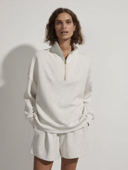Varley Hawley Half Zip Sweat - IVORY MARL