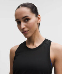 lululemon Fast and Free Perforated Stripe Singlet - BLACK