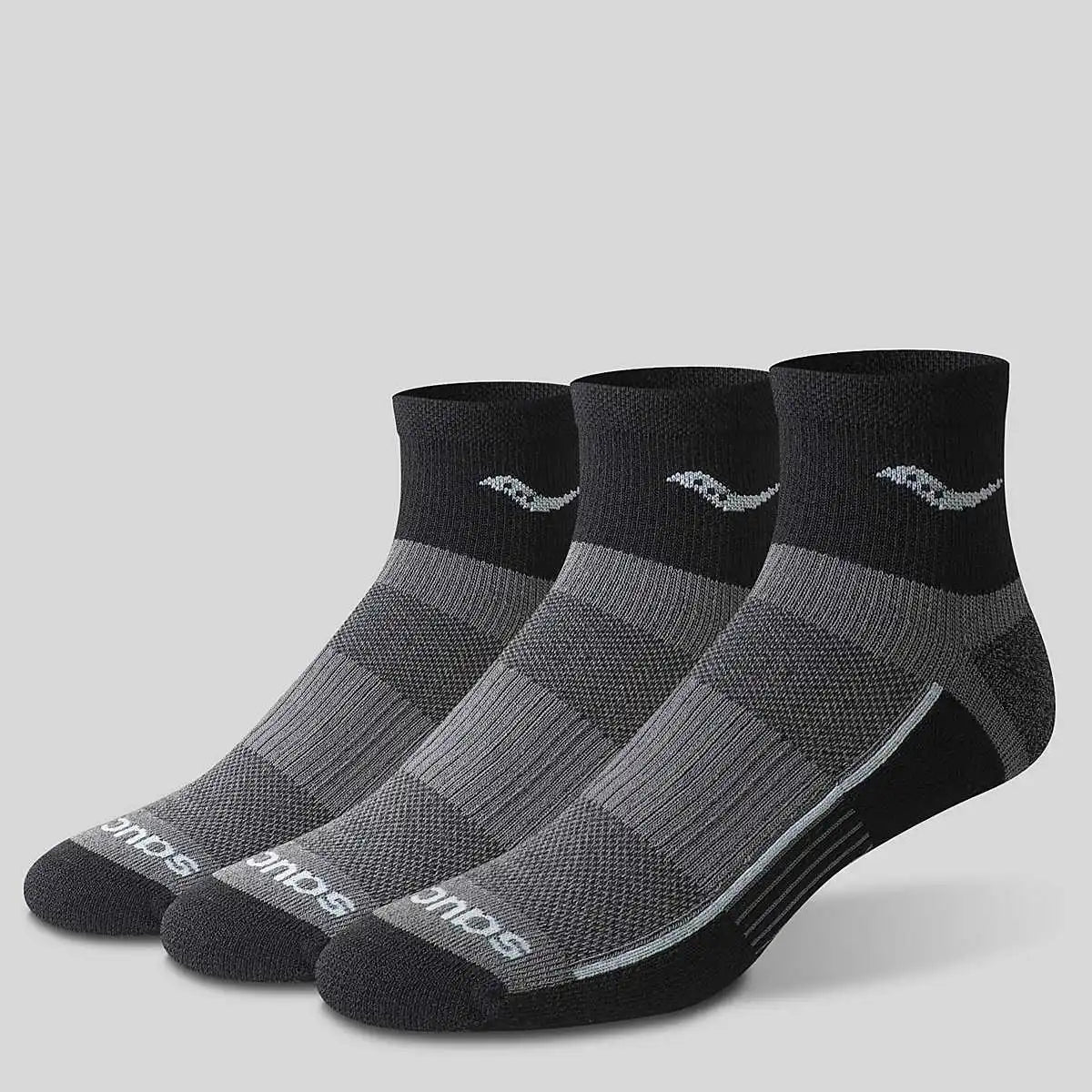 Saucony Inferno Quarter 3 Pack Socks - BLACK