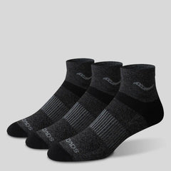 Saucony Inferno Merino Wool Blend Quarter 3 Pack Socks - GREY MARL