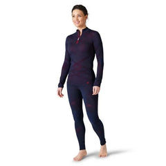 Smartwool Intraknit Merino 200 1/4 Zip - DEEP NAVY / POMEGRANATE